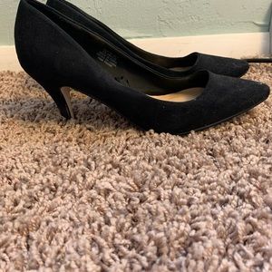 Black suede heels